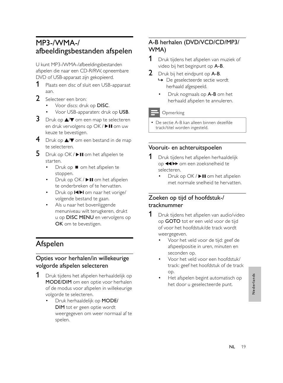 Mp3-/wma-/ afbeeldingsbestanden afspelen, Afspelen | Philips Microcadena DVD por componentes User Manual | Page 220 / 269