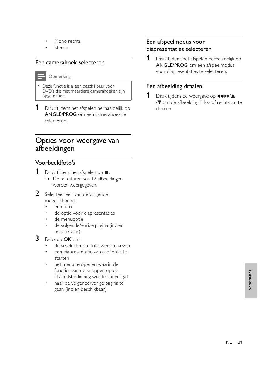 Opties voor weergave van afbeeldingen | Philips Microcadena DVD por componentes User Manual | Page 222 / 269
