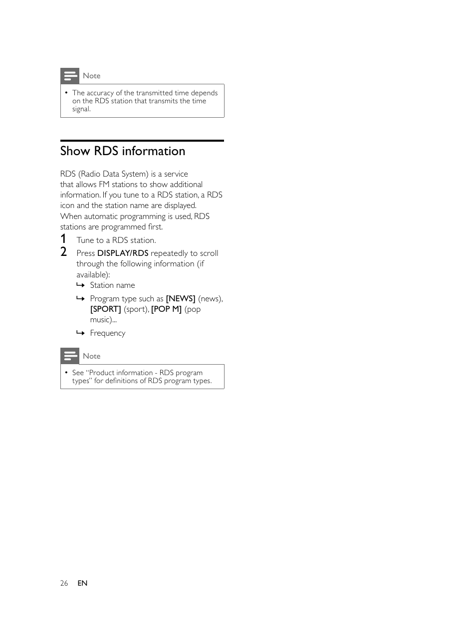 Show rds information | Philips Microcadena DVD por componentes User Manual | Page 25 / 269