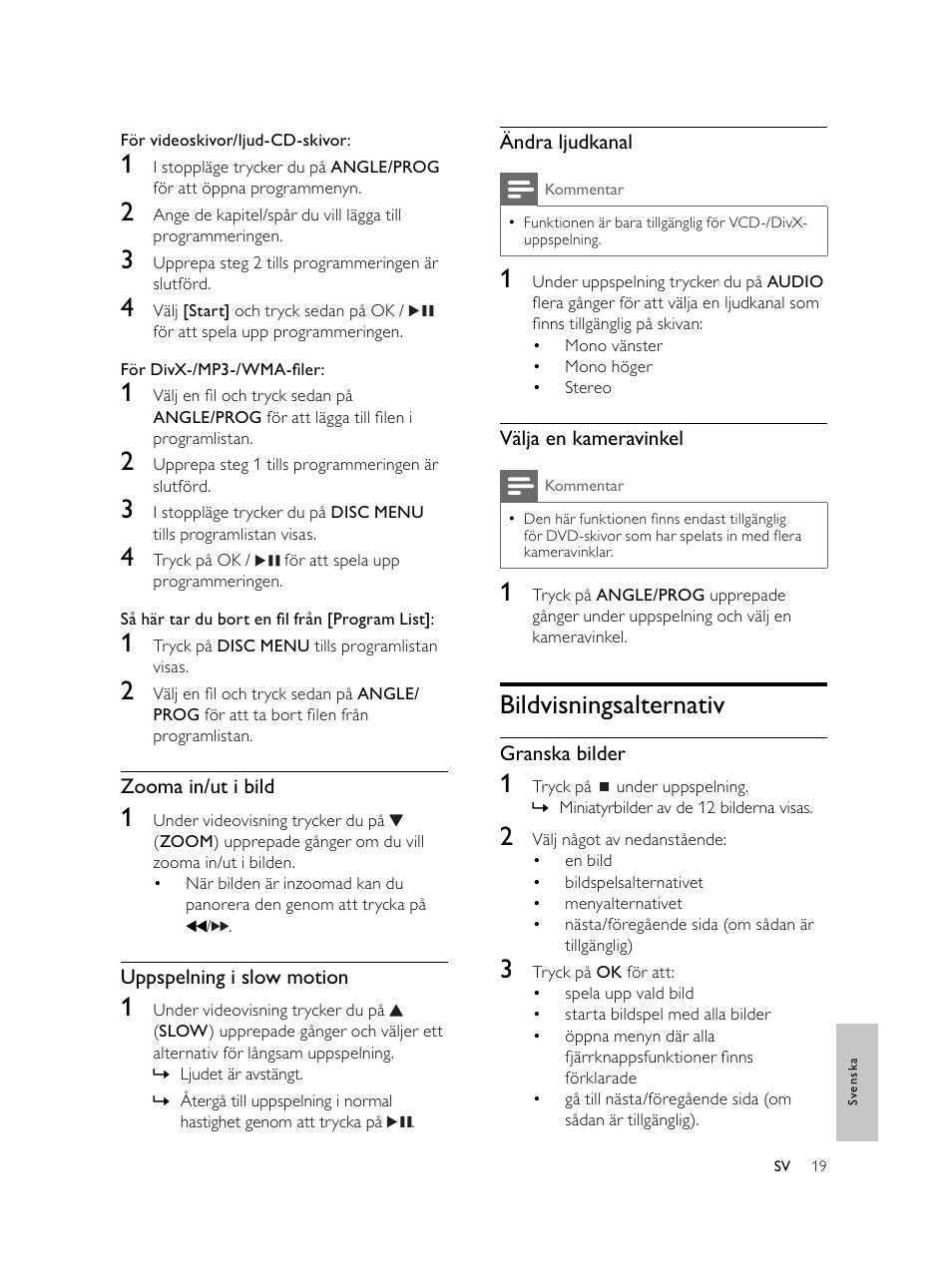 Bildvisningsalternativ | Philips Microcadena DVD por componentes User Manual | Page 254 / 269