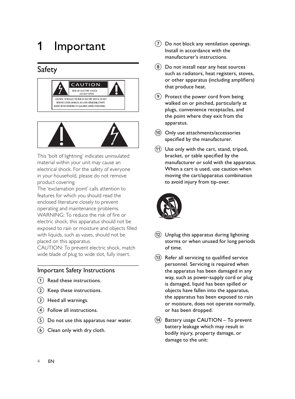 1 important, Safety | Philips Microcadena DVD por componentes User Manual | Page 3 / 269