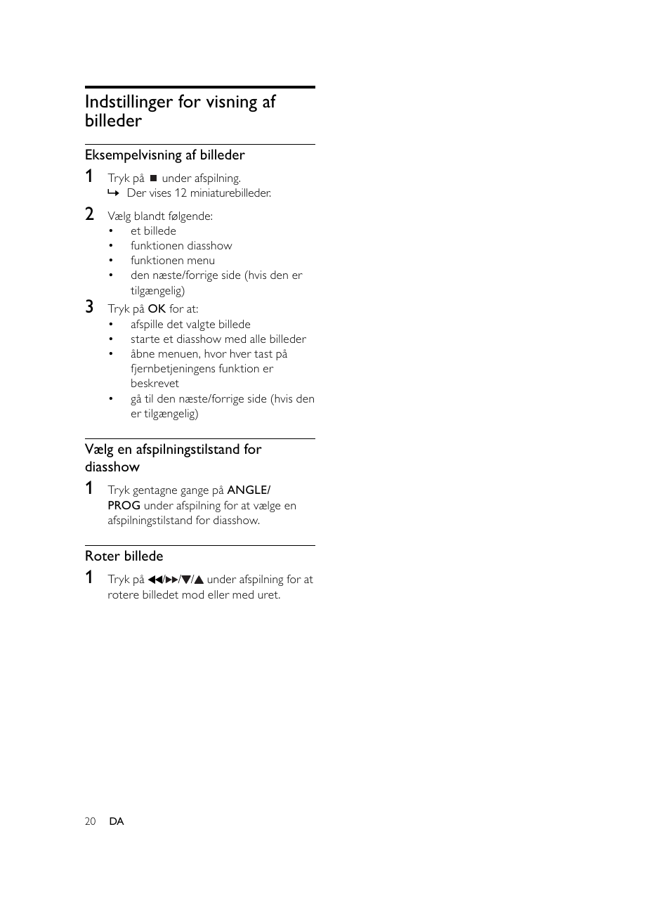 Indstillinger for visning af billeder | Philips Microcadena DVD por componentes User Manual | Page 53 / 269