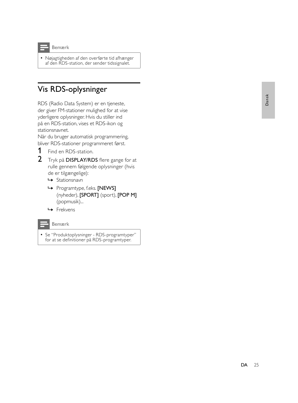Vis rds-oplysninger | Philips Microcadena DVD por componentes User Manual | Page 58 / 269