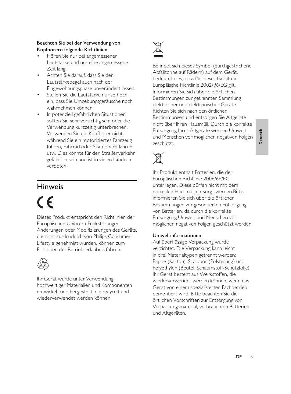 Hinweis | Philips Microcadena DVD por componentes User Manual | Page 70 / 269