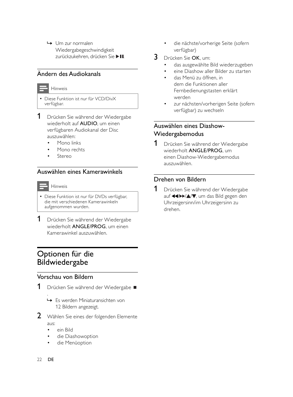 Optionen für die bildwiedergabe | Philips Microcadena DVD por componentes User Manual | Page 87 / 269