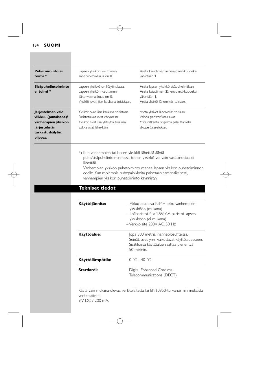 Tekniset tiedot | Philips Vigilabebés DECT User Manual | Page 134 / 137