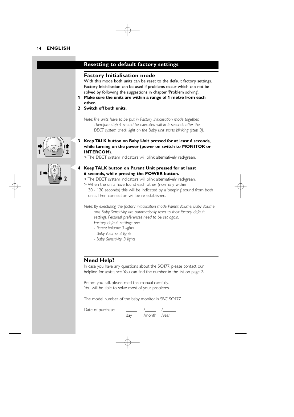 Philips Vigilabebés DECT User Manual | Page 14 / 137