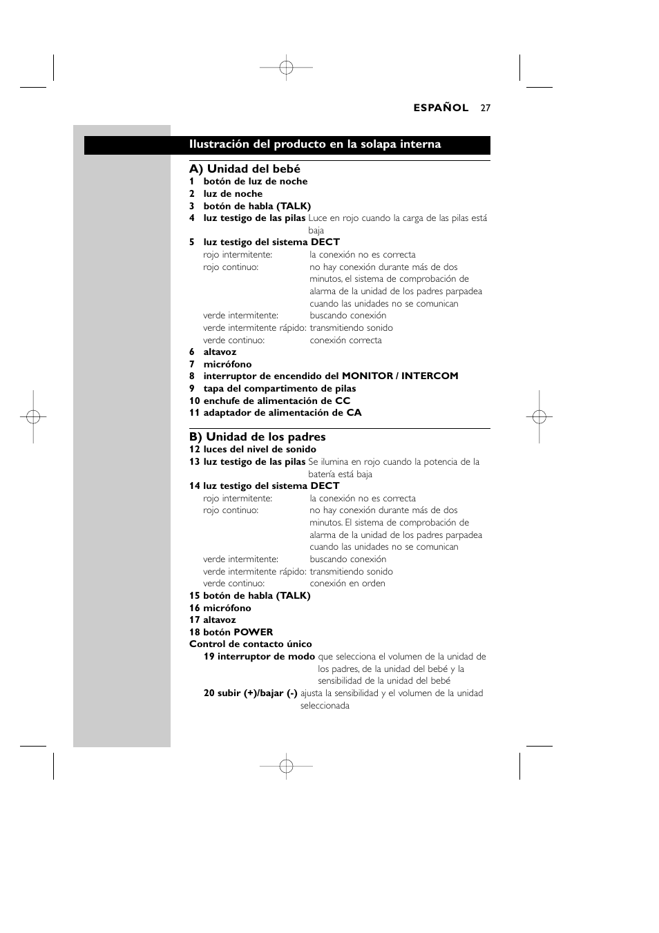 Philips Vigilabebés DECT User Manual | Page 27 / 137