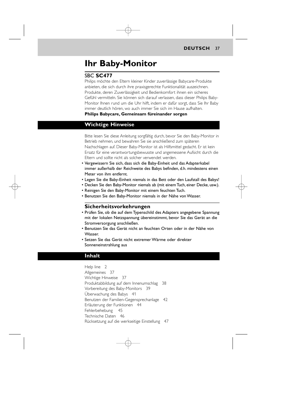 Ihr baby-monitor | Philips Vigilabebés DECT User Manual | Page 37 / 137