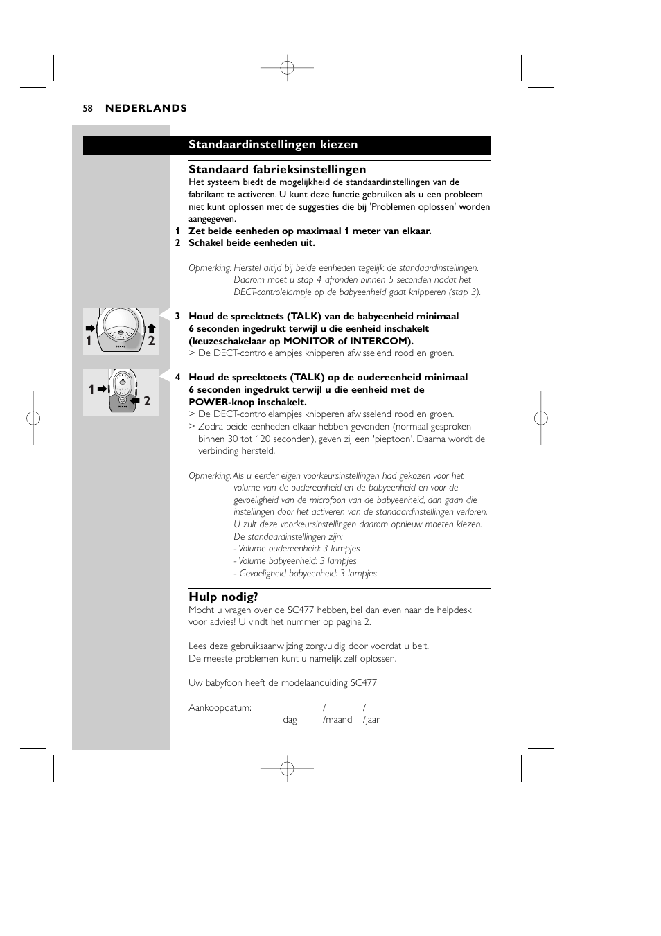 Philips Vigilabebés DECT User Manual | Page 58 / 137