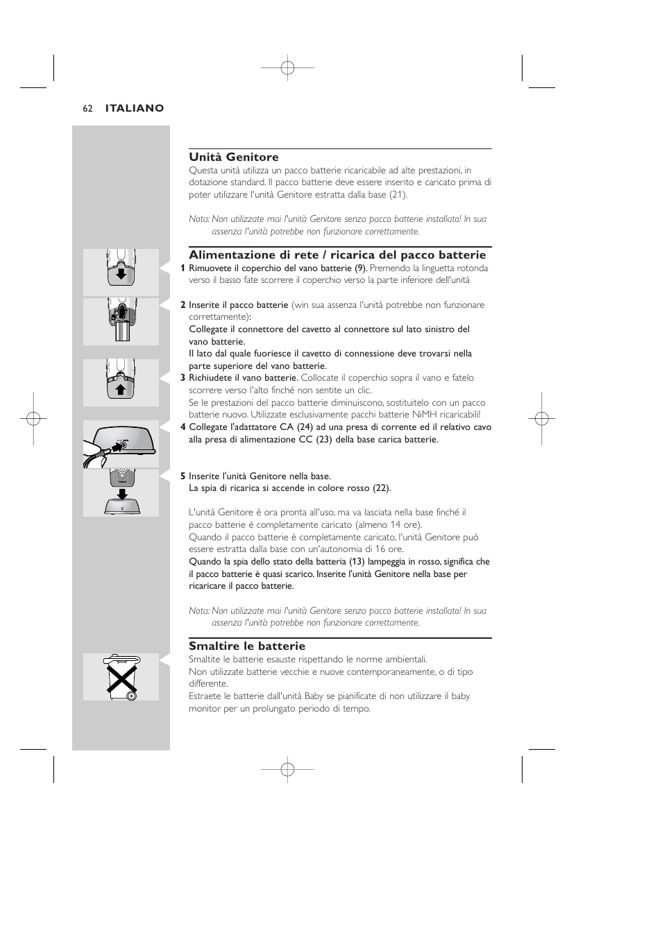 Philips Vigilabebés DECT User Manual | Page 62 / 137