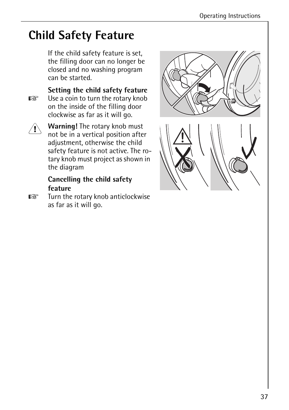 Child safety feature | AEG LAVAMAT 50265 User Manual | Page 37 / 52