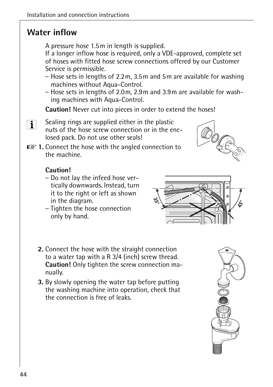 Water inflow | AEG LAVAMAT 50265 User Manual | Page 44 / 52