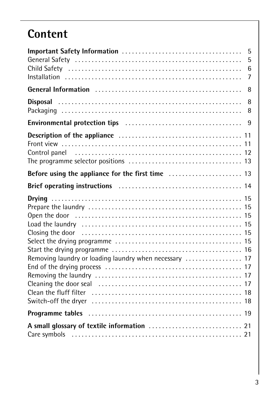 Content | AEG LAVATHERM 37320 User Manual | Page 3 / 36