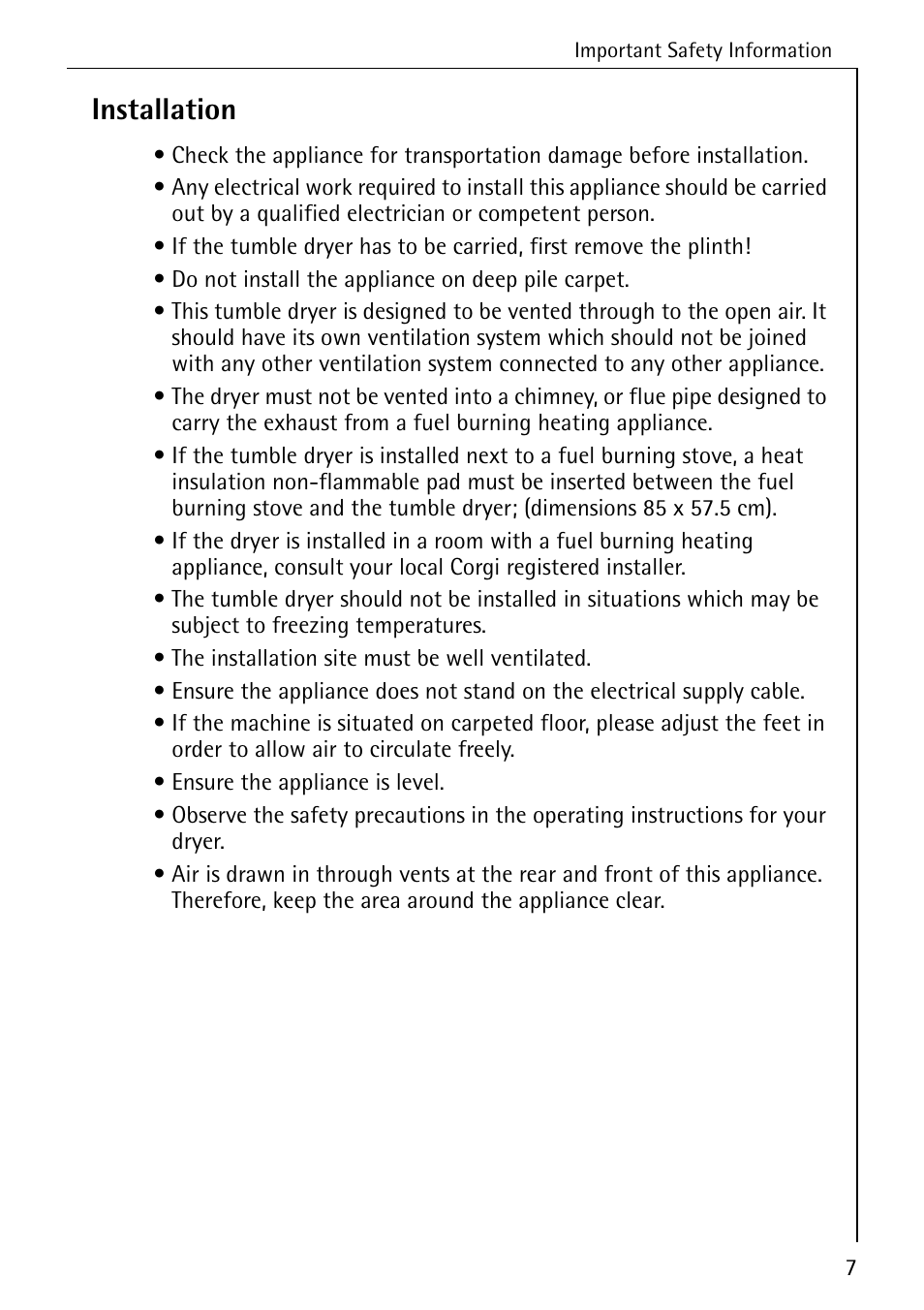 Installation | AEG LAVATHERM 37320 User Manual | Page 7 / 36