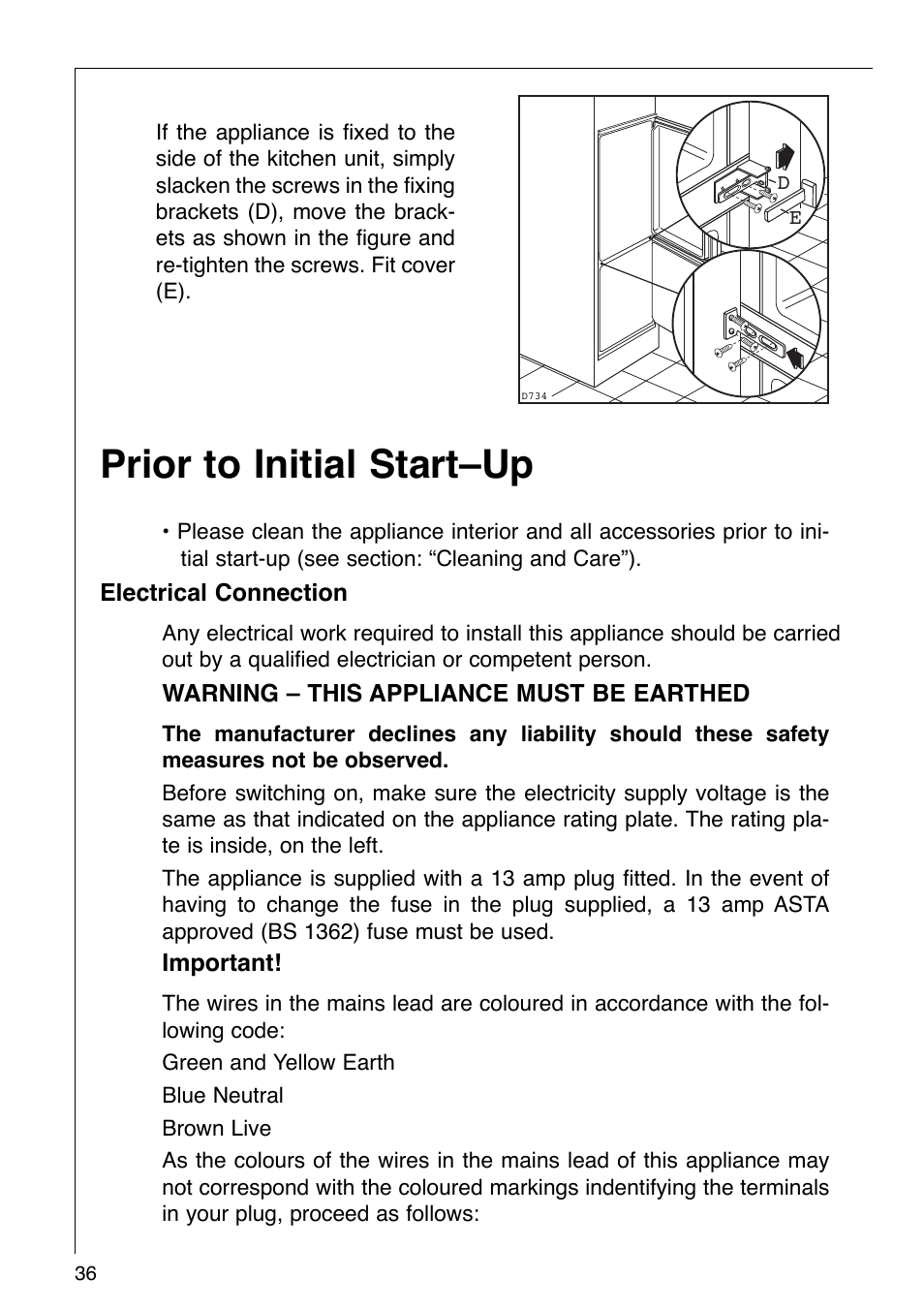 Prior to initial startðup | AEG KO SANTO 290-6I User Manual | Page 13 / 25