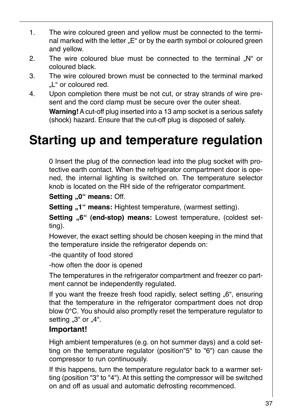 Starting up and temperature regulation | AEG KO SANTO 290-6I User Manual | Page 14 / 25