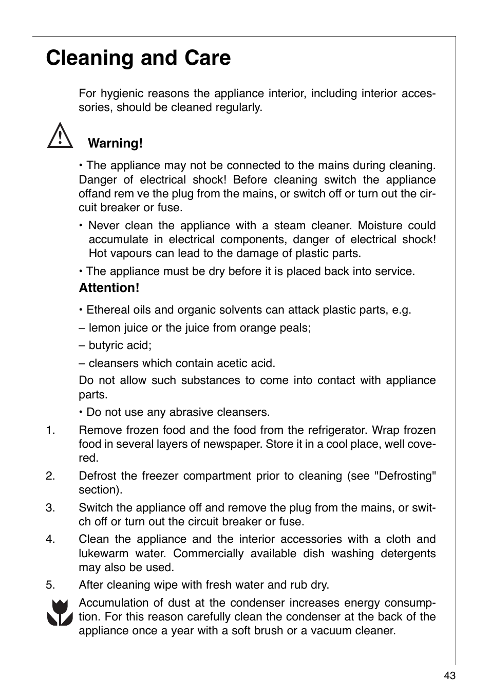 Cleaning and care | AEG KO SANTO 290-6I User Manual | Page 20 / 25