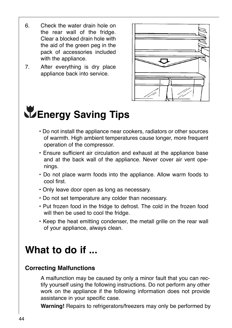 Energy saving tips, What to do if | AEG KO SANTO 290-6I User Manual | Page 21 / 25
