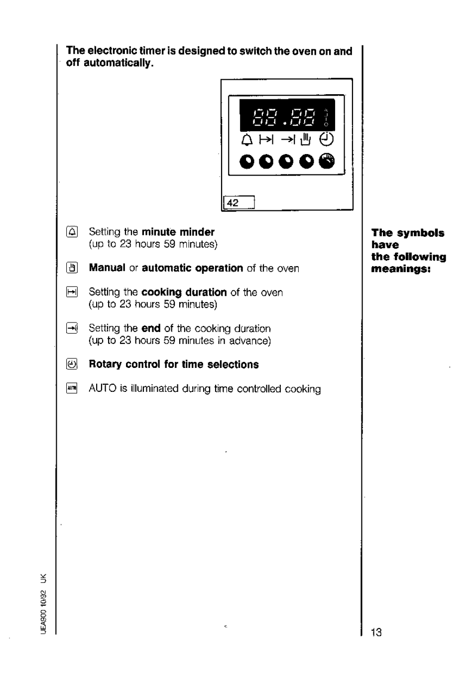 Rotary controi for time seiections | AEG 5210 V User Manual | Page 13 / 46