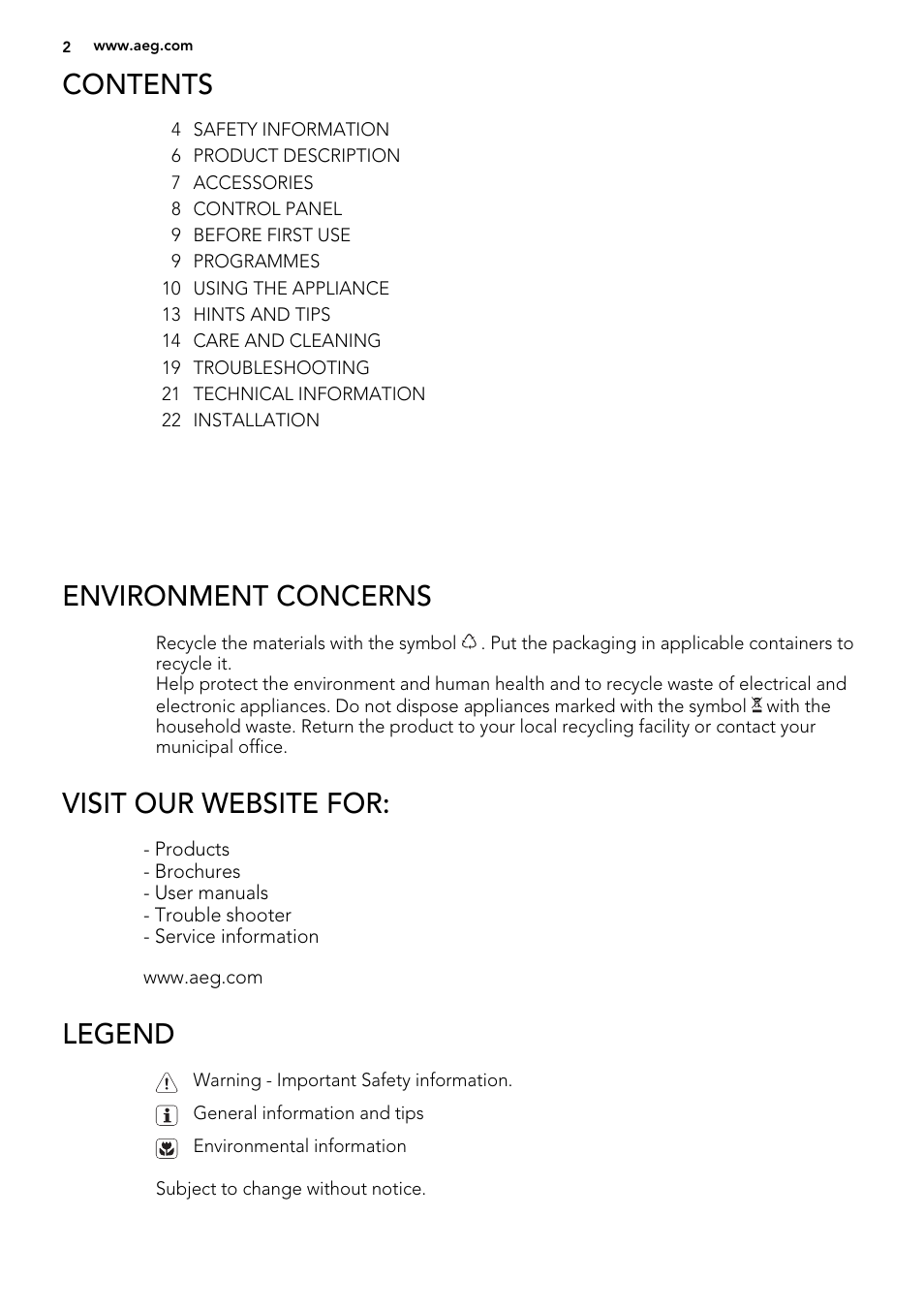 AEG LAVATHERM 65270AC EN User Manual | Page 2 / 24