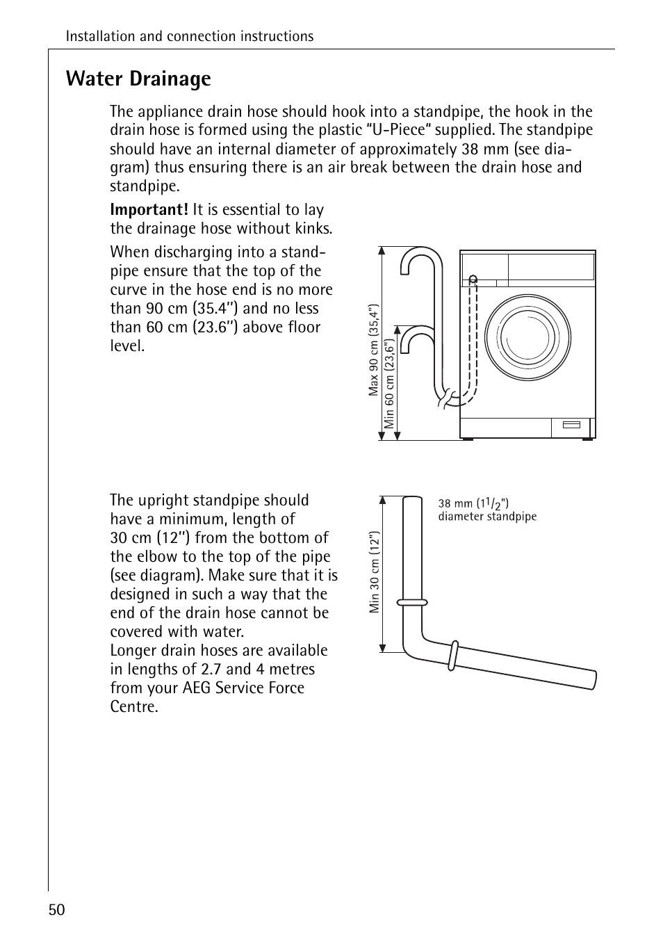 Water drainage | AEG LAVAMAT 88730 User Manual | Page 50 / 56