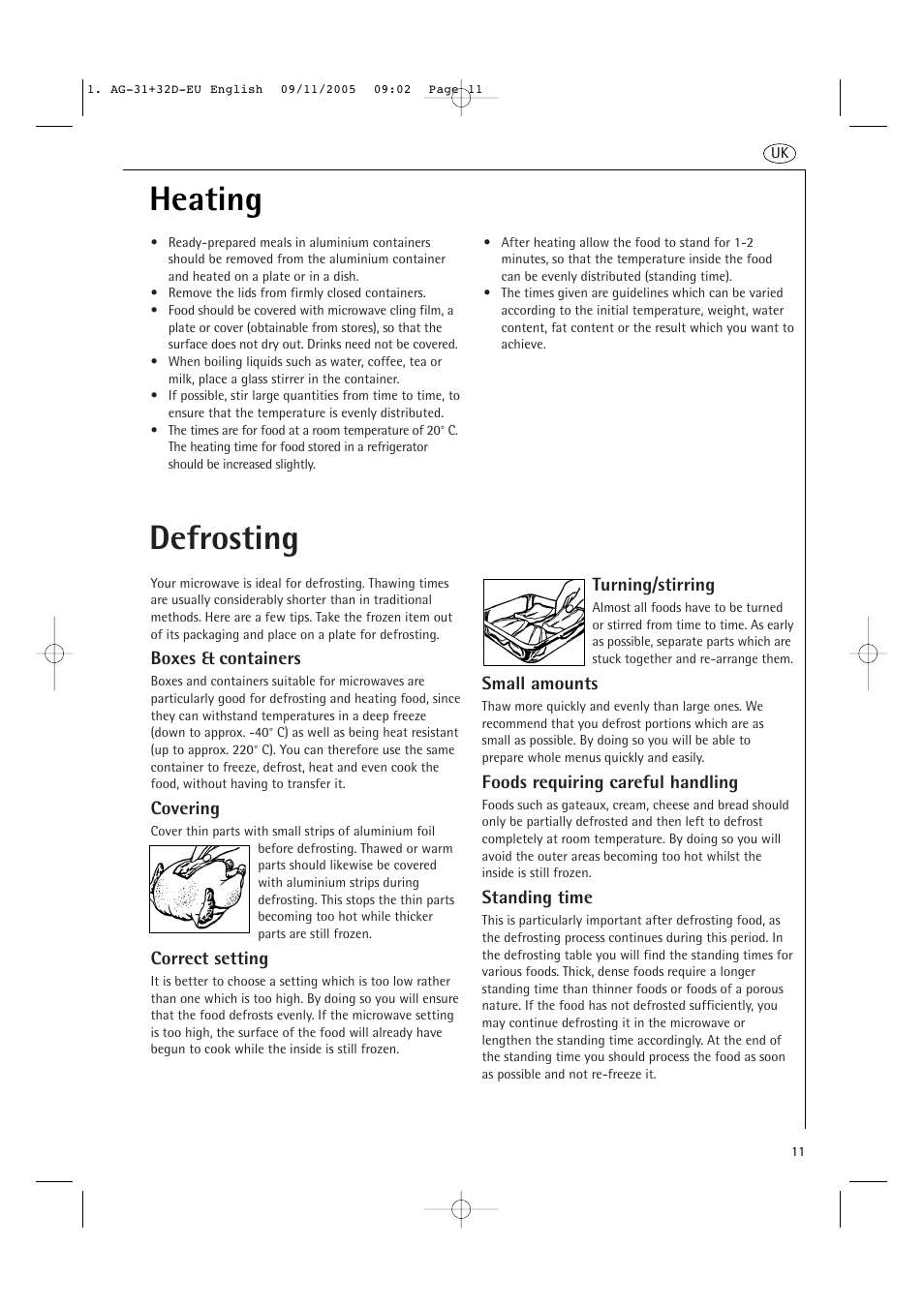 Defrosting, Heating | AEG MC2660E User Manual | Page 13 / 37