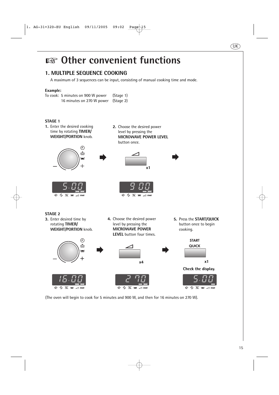 Other convenient functions, Multiple sequence cooking | AEG MC2660E User Manual | Page 17 / 37