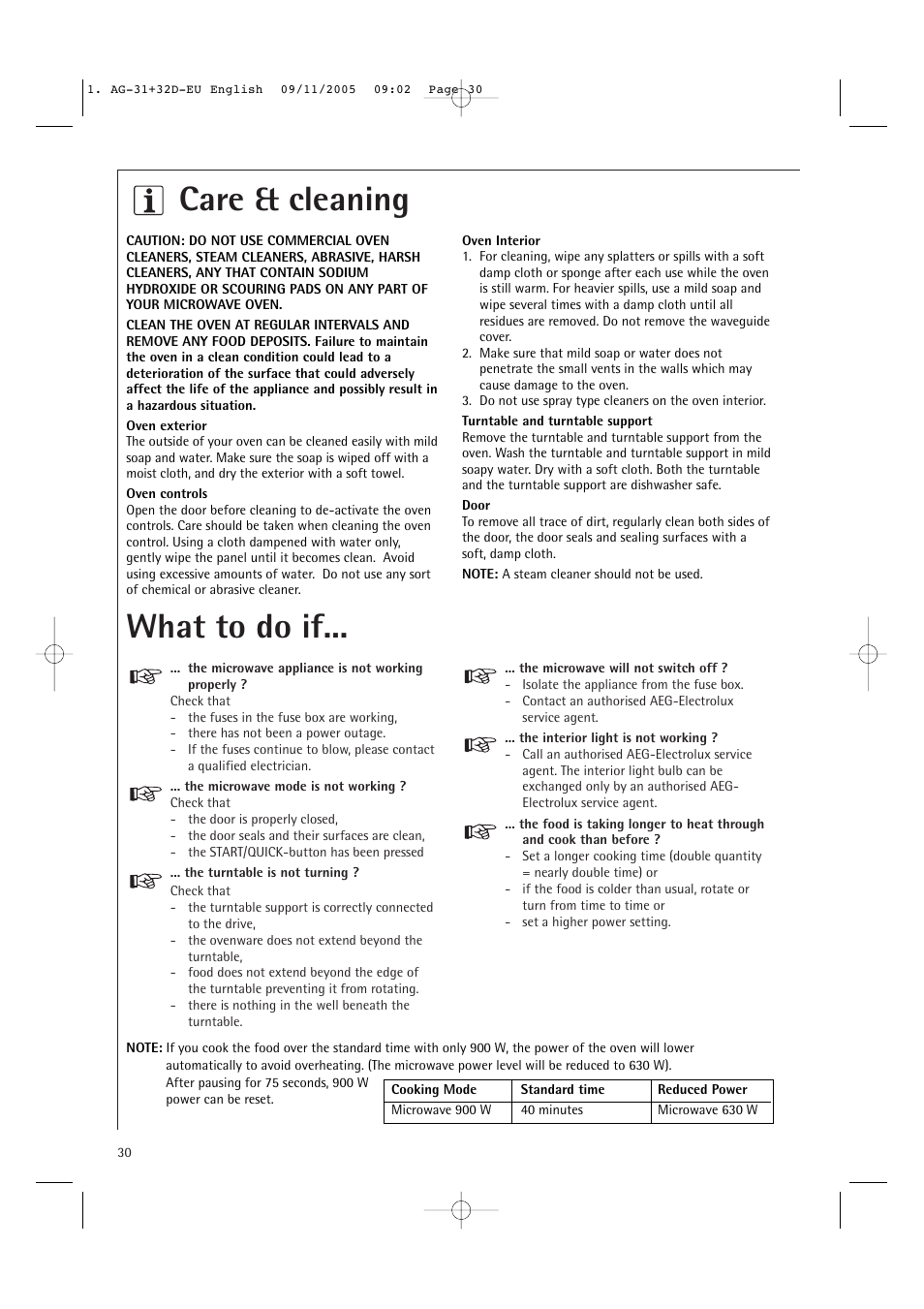Care & cleaning what to do if | AEG MC2660E User Manual | Page 32 / 37