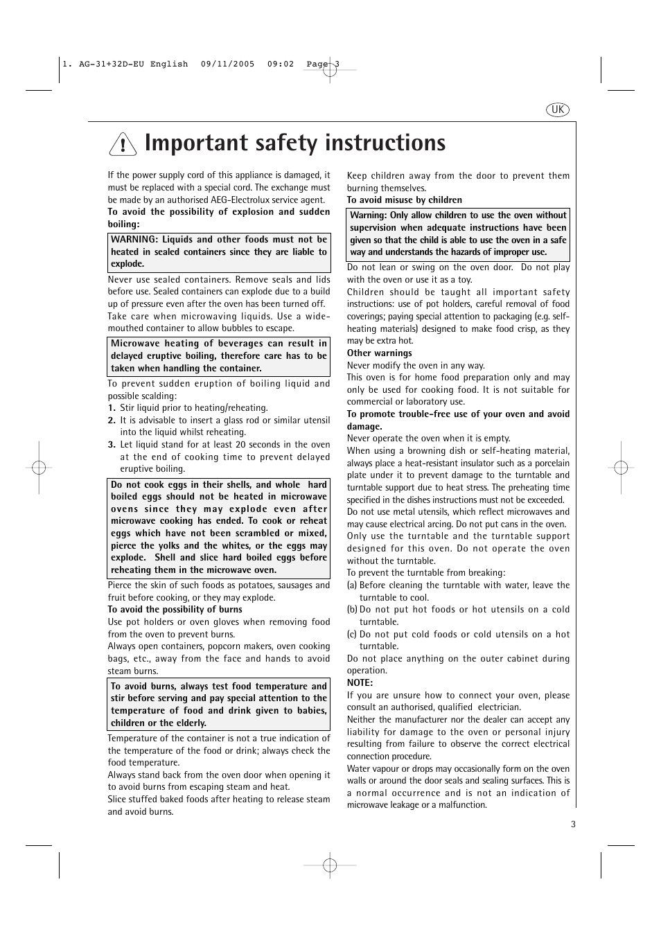 Important safety instructions | AEG MC2660E User Manual | Page 5 / 37