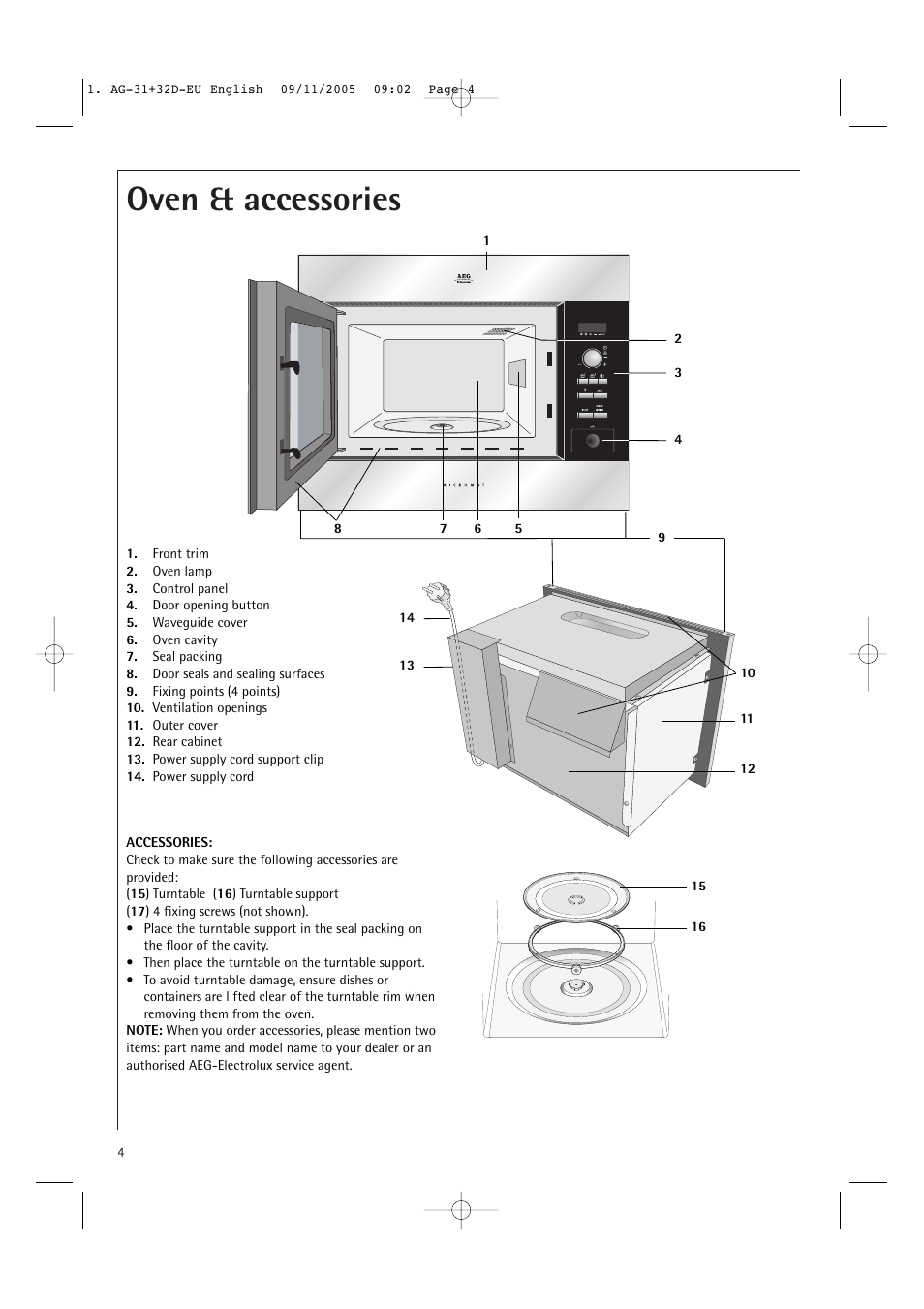 Oven & accessories | AEG MC2660E User Manual | Page 6 / 37
