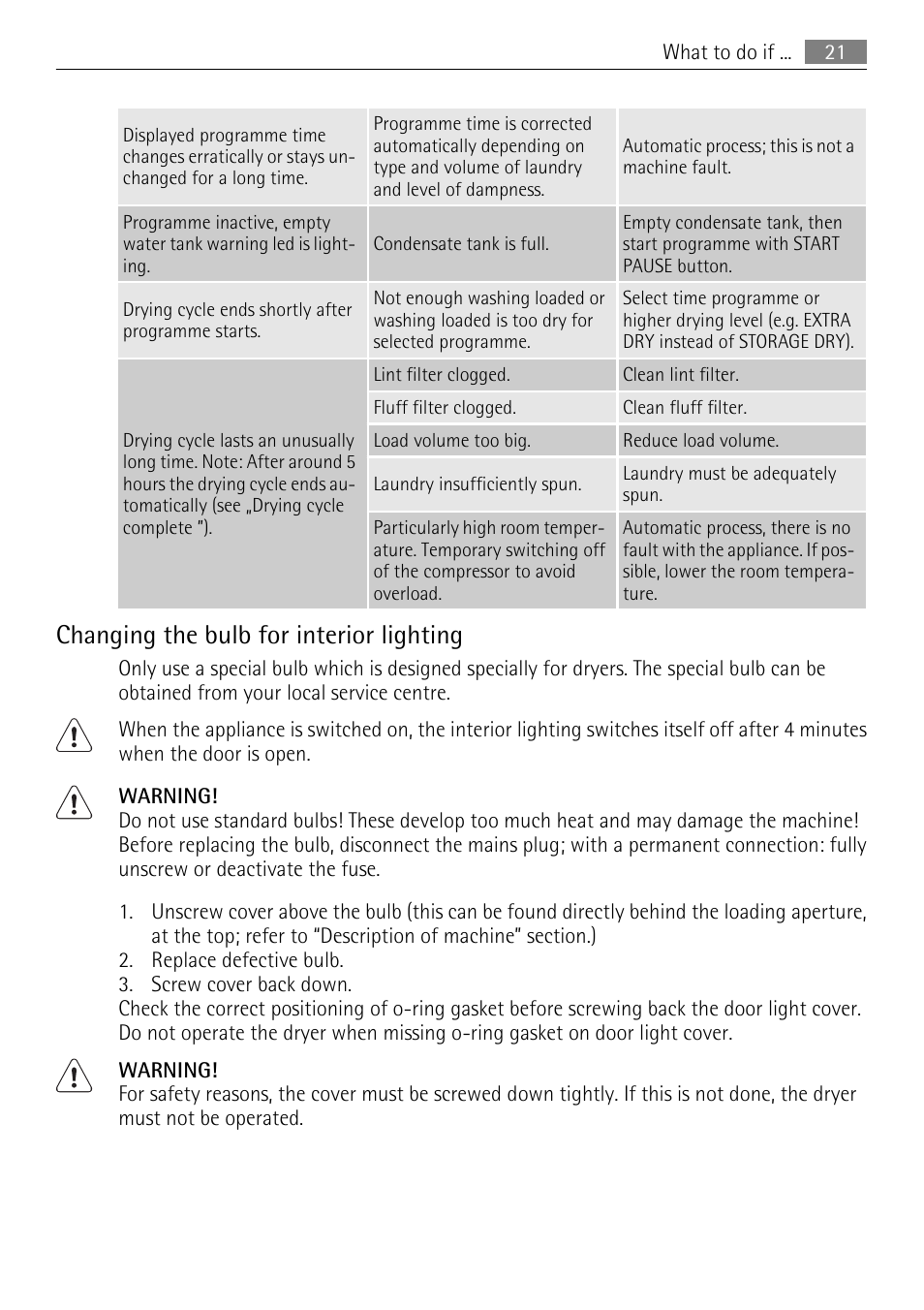 Changing the bulb for interior lighting | AEG 56740 User Manual | Page 21 / 32