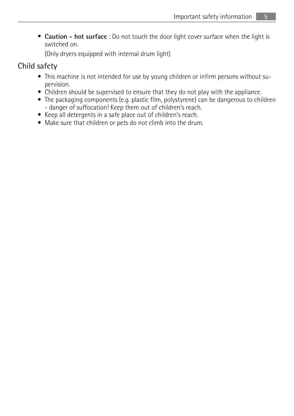 Child safety | AEG 56740 User Manual | Page 5 / 32