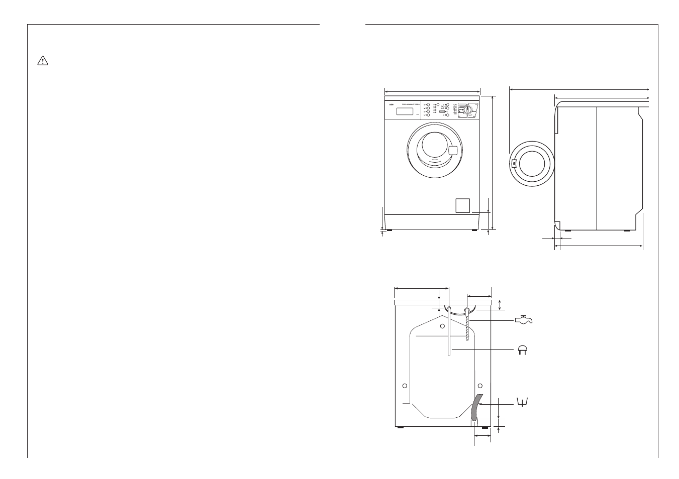 Dimensions of the appliance | AEG LAVAMAT 12700 User Manual | Page 23 / 25