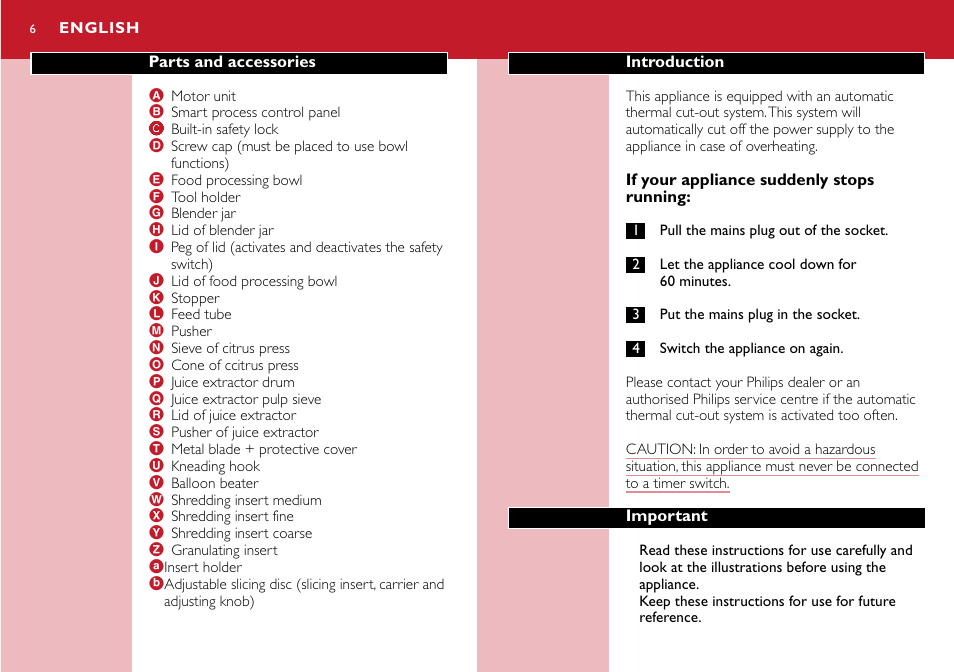 English 6 | Philips Robot de cocina User Manual | Page 6 / 118