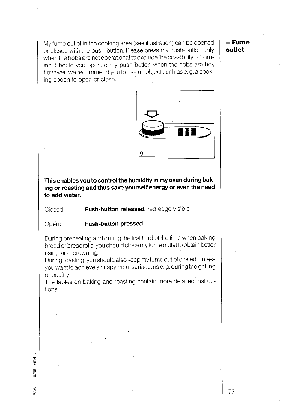 Push-button released, red edge visible, Push-button pressed | AEG 840E User Manual | Page 21 / 54