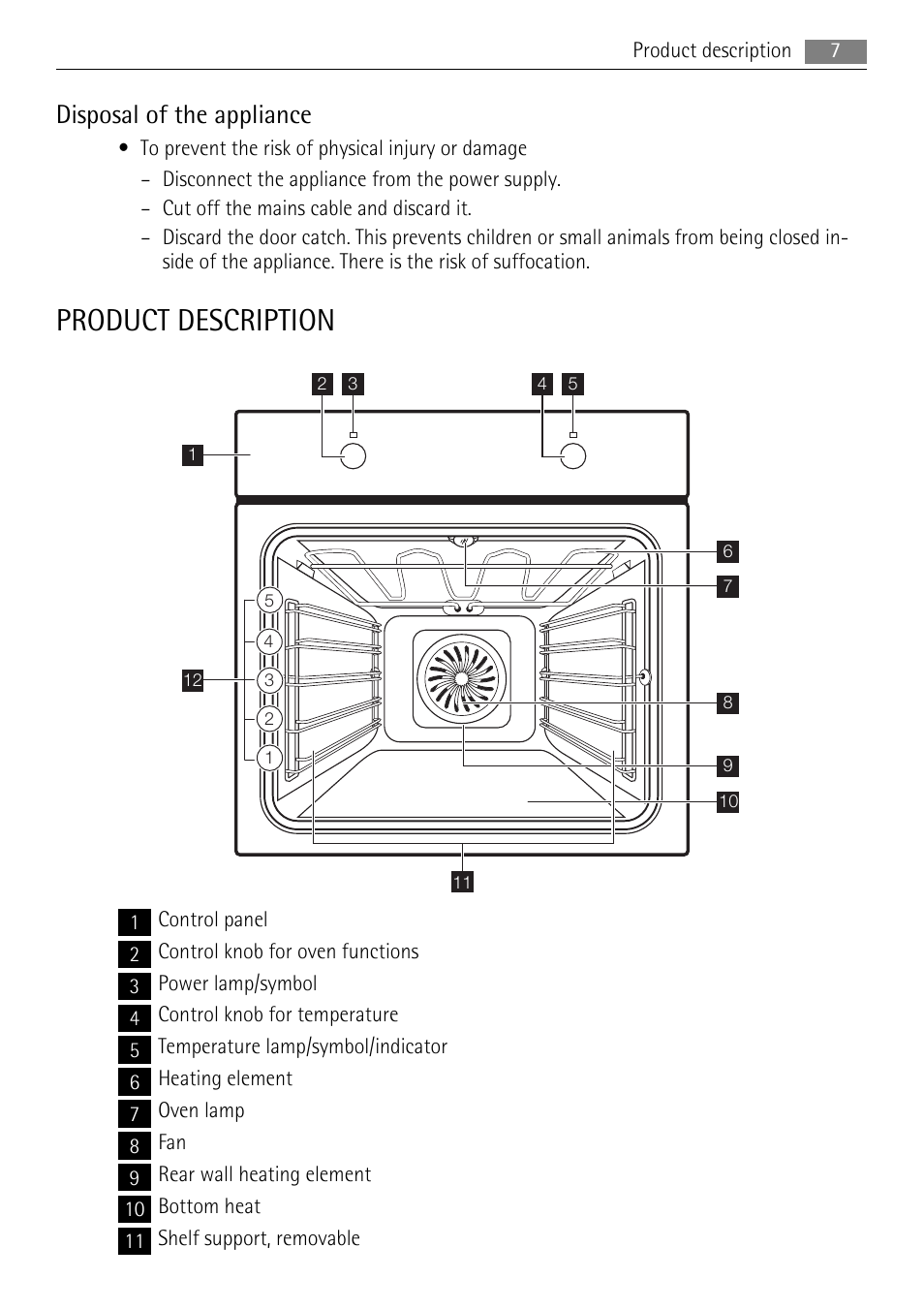 Product description, Disposal of the appliance | AEG BC3000001 User Manual | Page 7 / 28