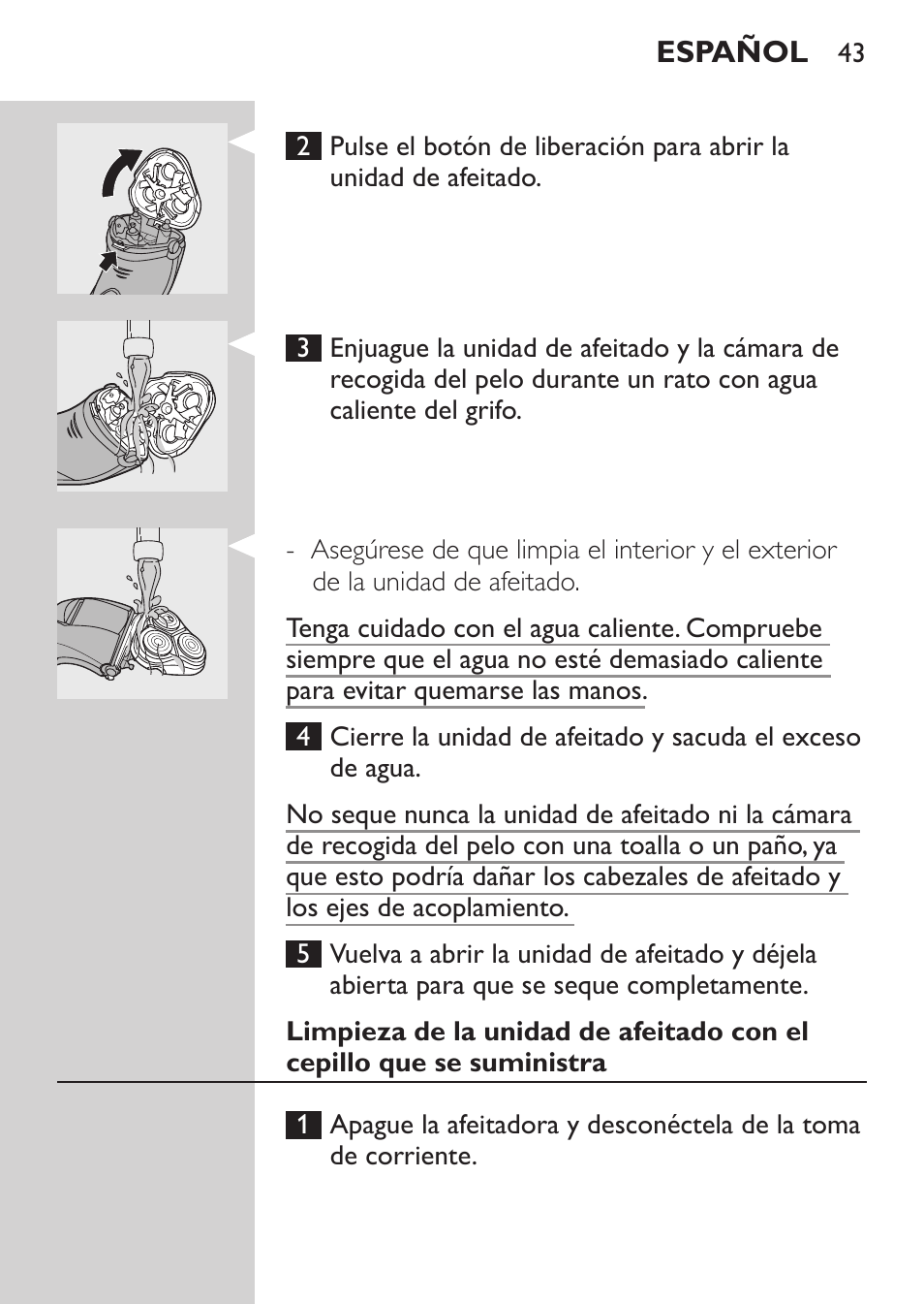 Philips SHAVER Series 3000 Afeitadora eléctrica User Manual | Page 41 / 124