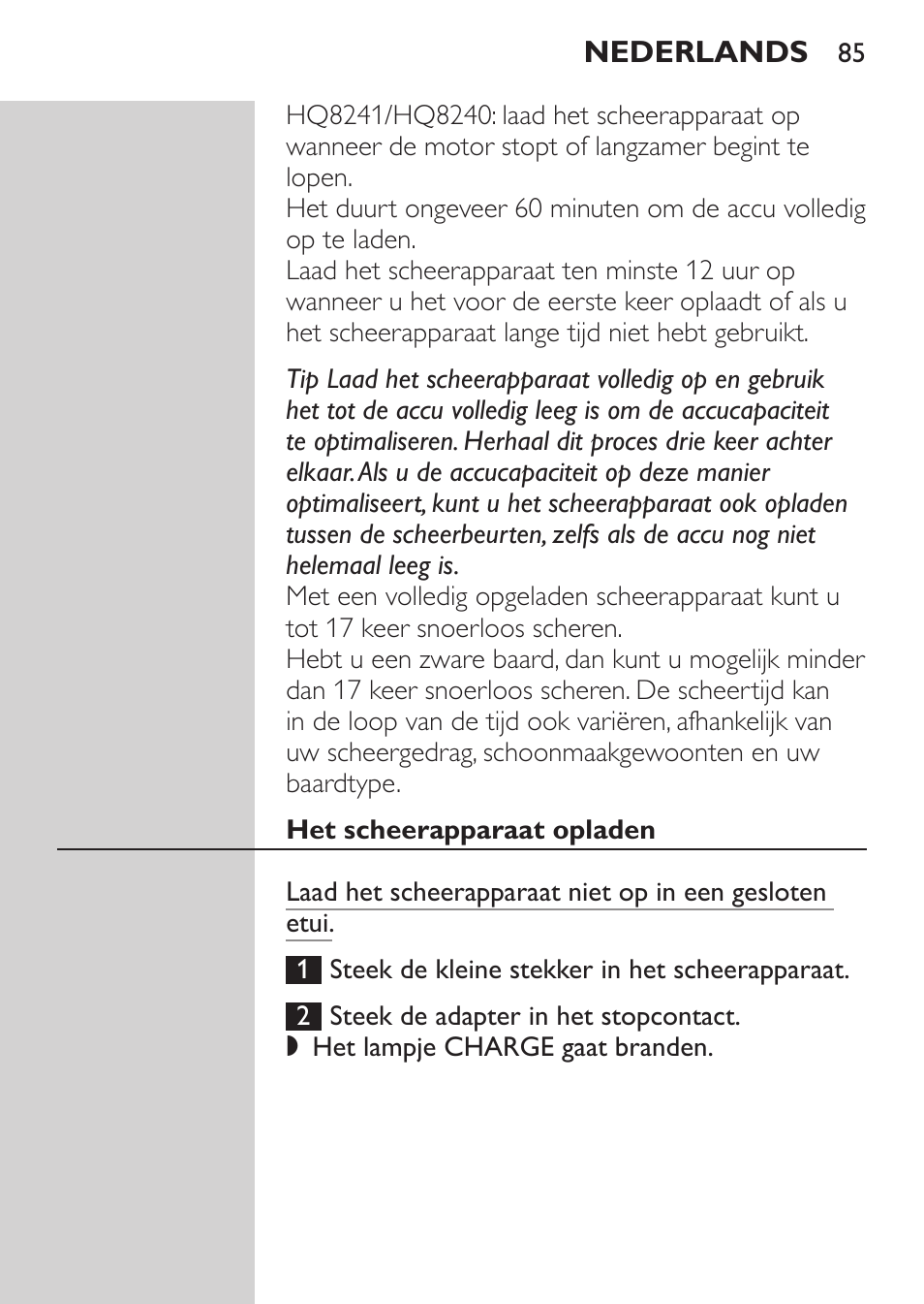 Het scheerapparaat opladen | Philips SHAVER Series 3000 Afeitadora eléctrica User Manual | Page 83 / 124