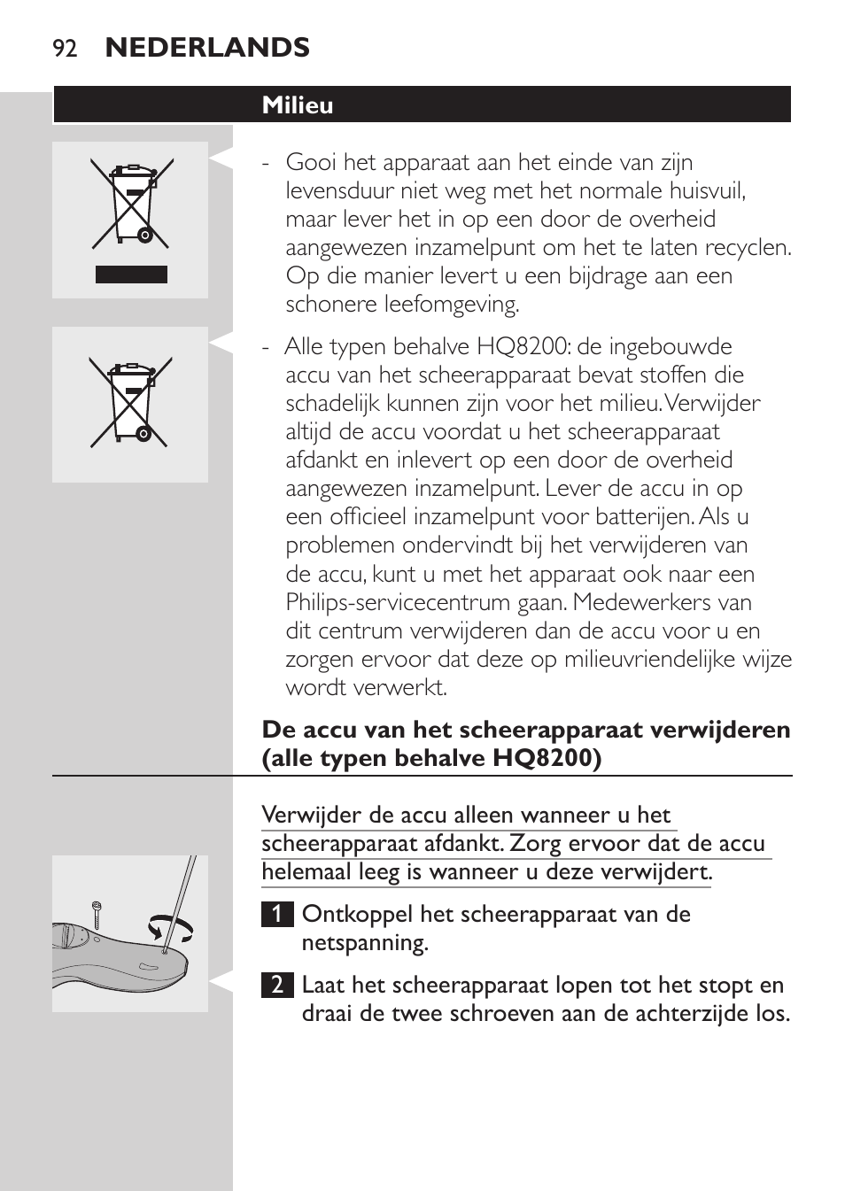 Milieu | Philips SHAVER Series 3000 Afeitadora eléctrica User Manual | Page 90 / 124