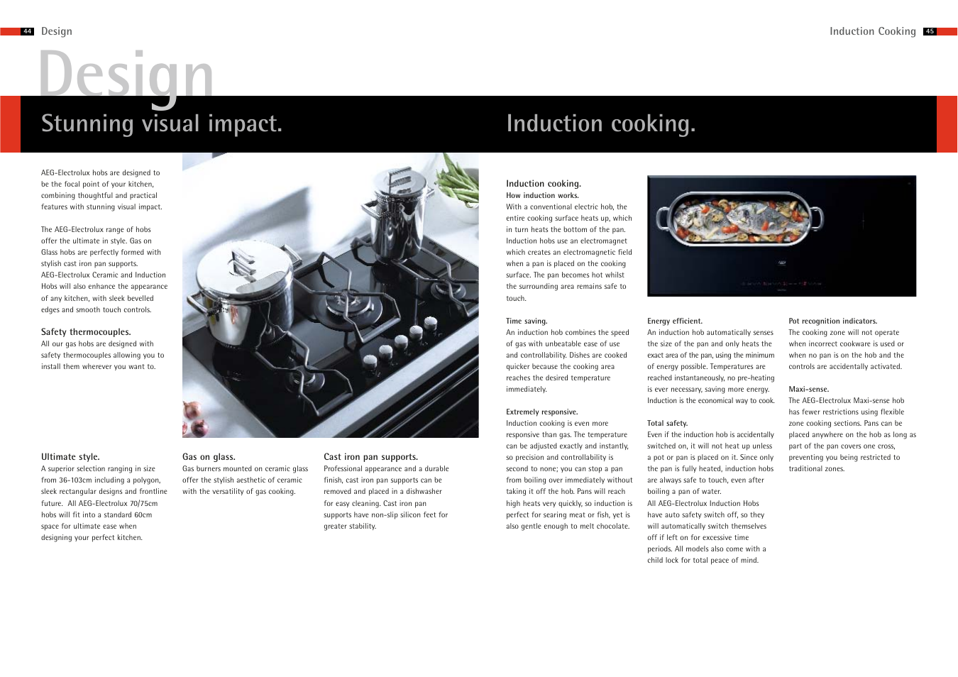 Design, Stunning visual impact, Induction cooking | AEG Hobs User Manual | Page 2 / 12
