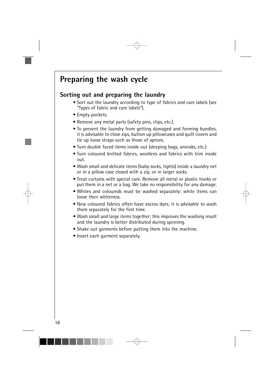 Preparing the wash cycle, Sorting out and preparing the laundry | AEG LAVAMAT TURBO 16810 User Manual | Page 18 / 50