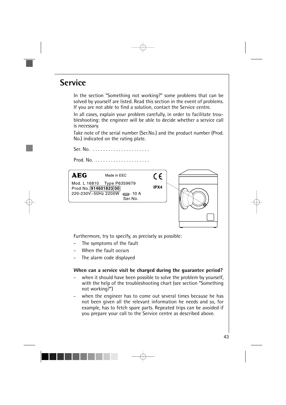 Service | AEG LAVAMAT TURBO 16810 User Manual | Page 43 / 50