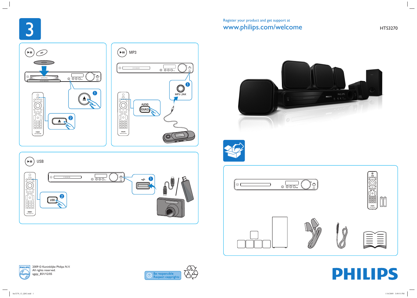 Philips Sistema de cine en casa 5.1 User Manual | 2 pages