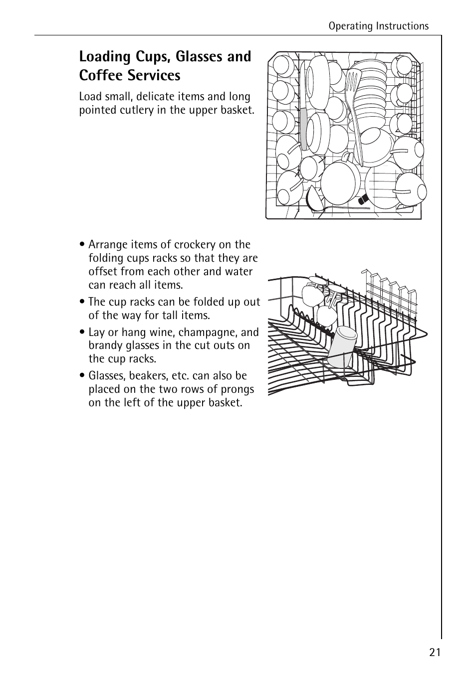 Loading cups, glasses and coffee services | AEG FAVORIT 40740 User Manual | Page 21 / 48