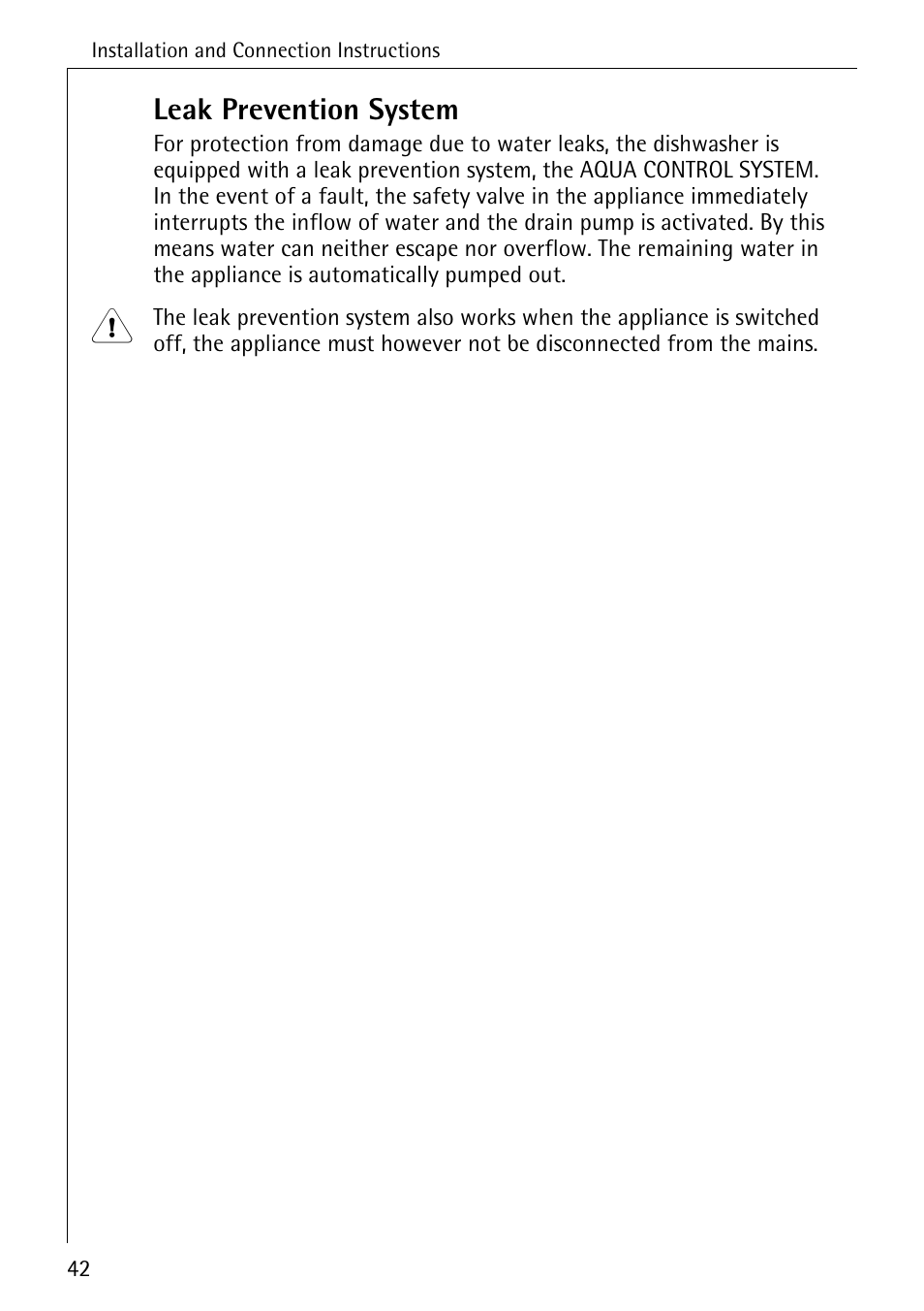 Leak prevention system | AEG FAVORIT 40740 User Manual | Page 42 / 48