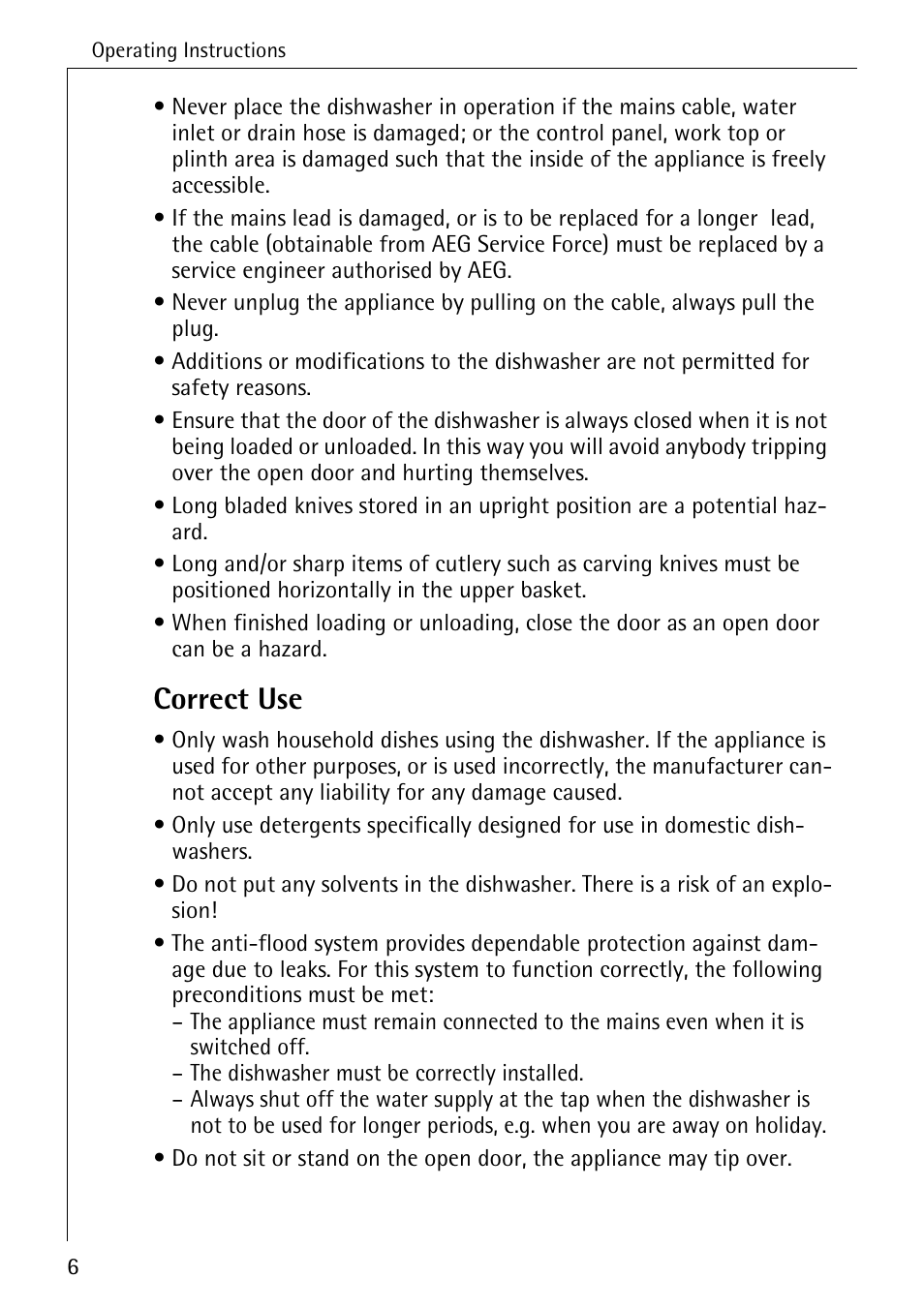 Correct use | AEG FAVORIT 40740 User Manual | Page 6 / 48