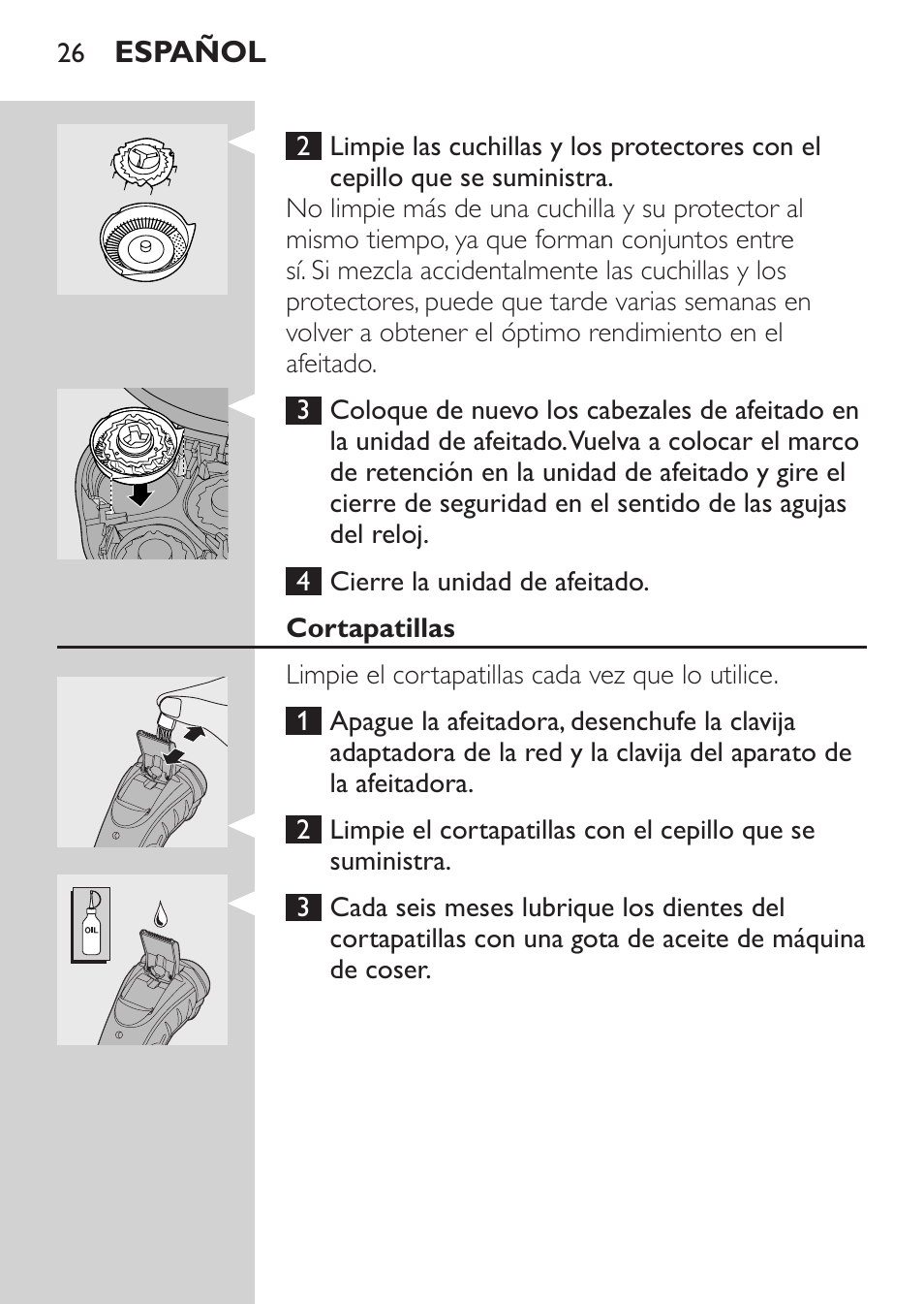 Cortapatillas | Philips SHAVER Series 3000 Afeitadora eléctrica User Manual | Page 24 / 72