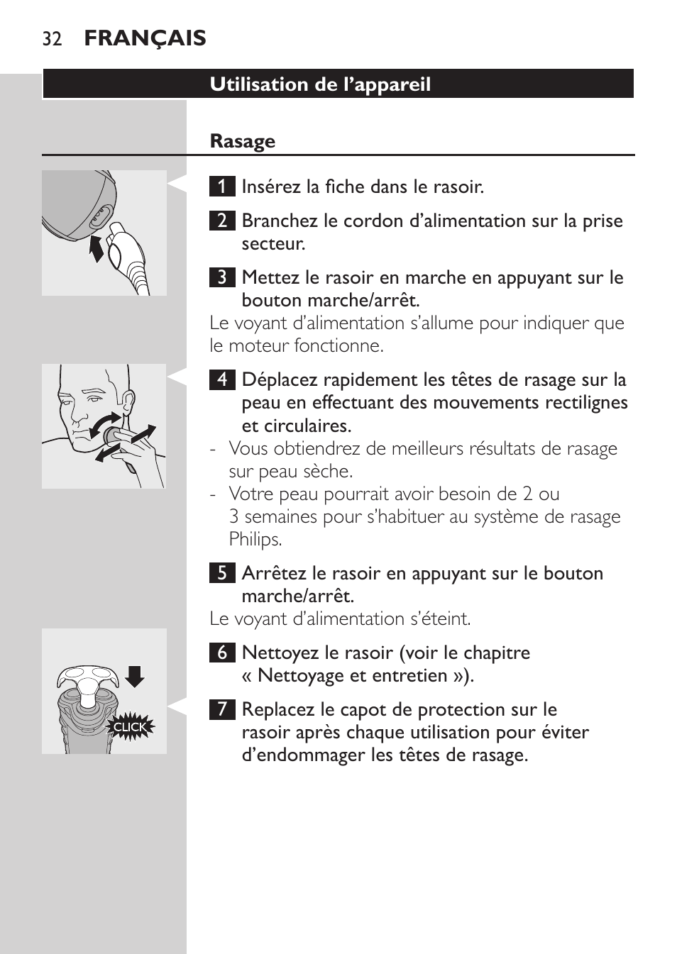 Utilisation de l’appareil, Rasage, Tondeuse | Philips SHAVER Series 3000 Afeitadora eléctrica User Manual | Page 30 / 72