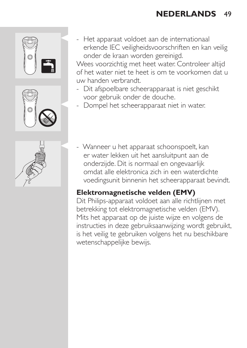 Elektromagnetische velden (emv) | Philips SHAVER Series 3000 Afeitadora eléctrica User Manual | Page 47 / 72